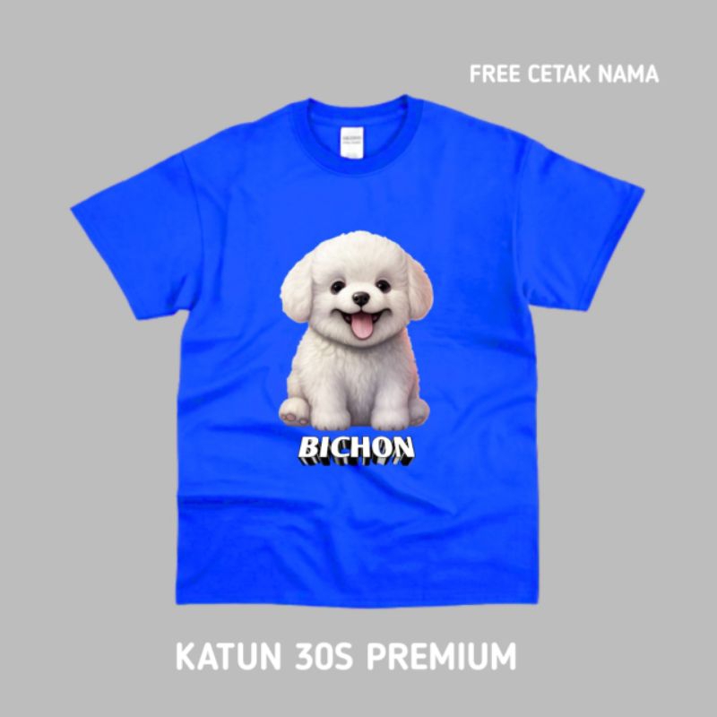 BICHON KAOS ANAK KARAKTER DOG/ANJING BICHON FREE VETAK NAMA