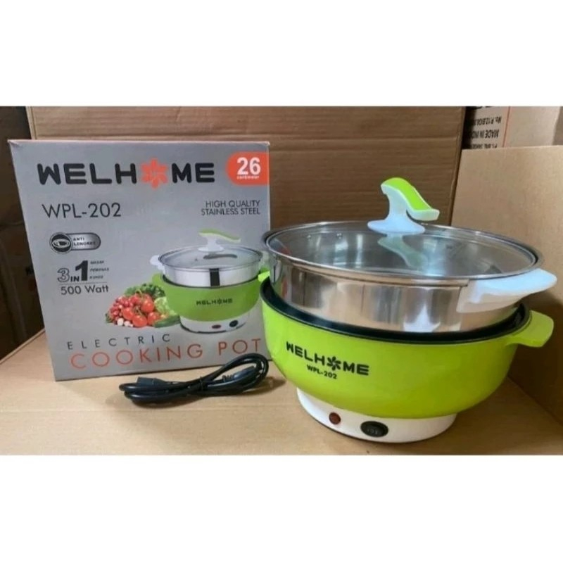 PANCI LISTRIK WELHOME WPL-202 (26CM) panci elektrik besar panci elektrik saringan wajan listrik