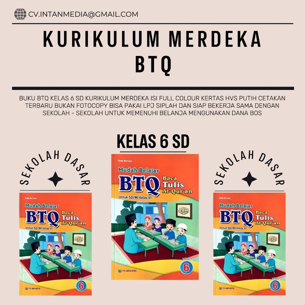 Buku BTQ ( Baca Tulis Al-Qur'an ) Kelas 6 SD