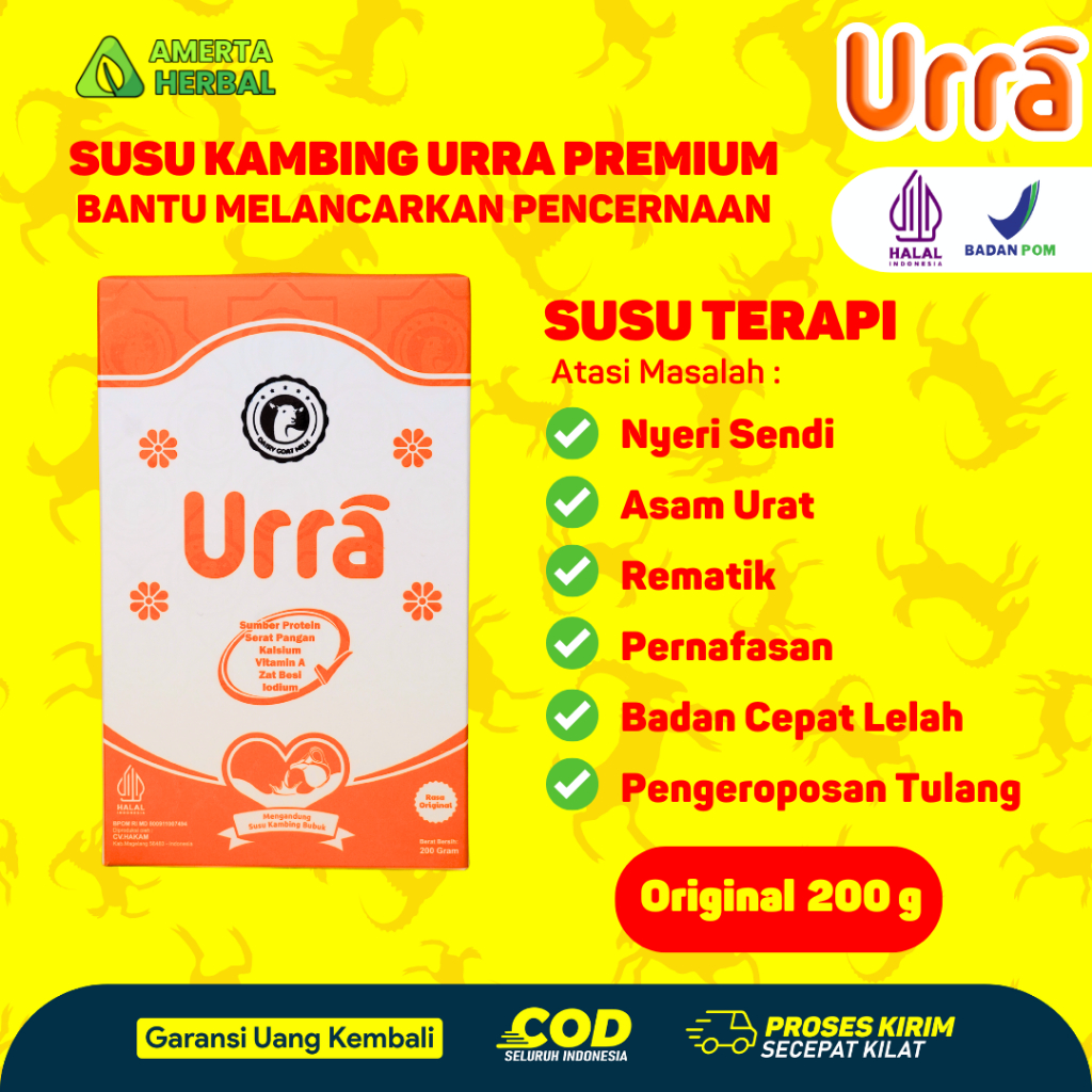 

Susu Kambing Urra - Baik untuk Pencernaan, Pernafasan & Kulit - Saanen Premium 200g Halal BPOM