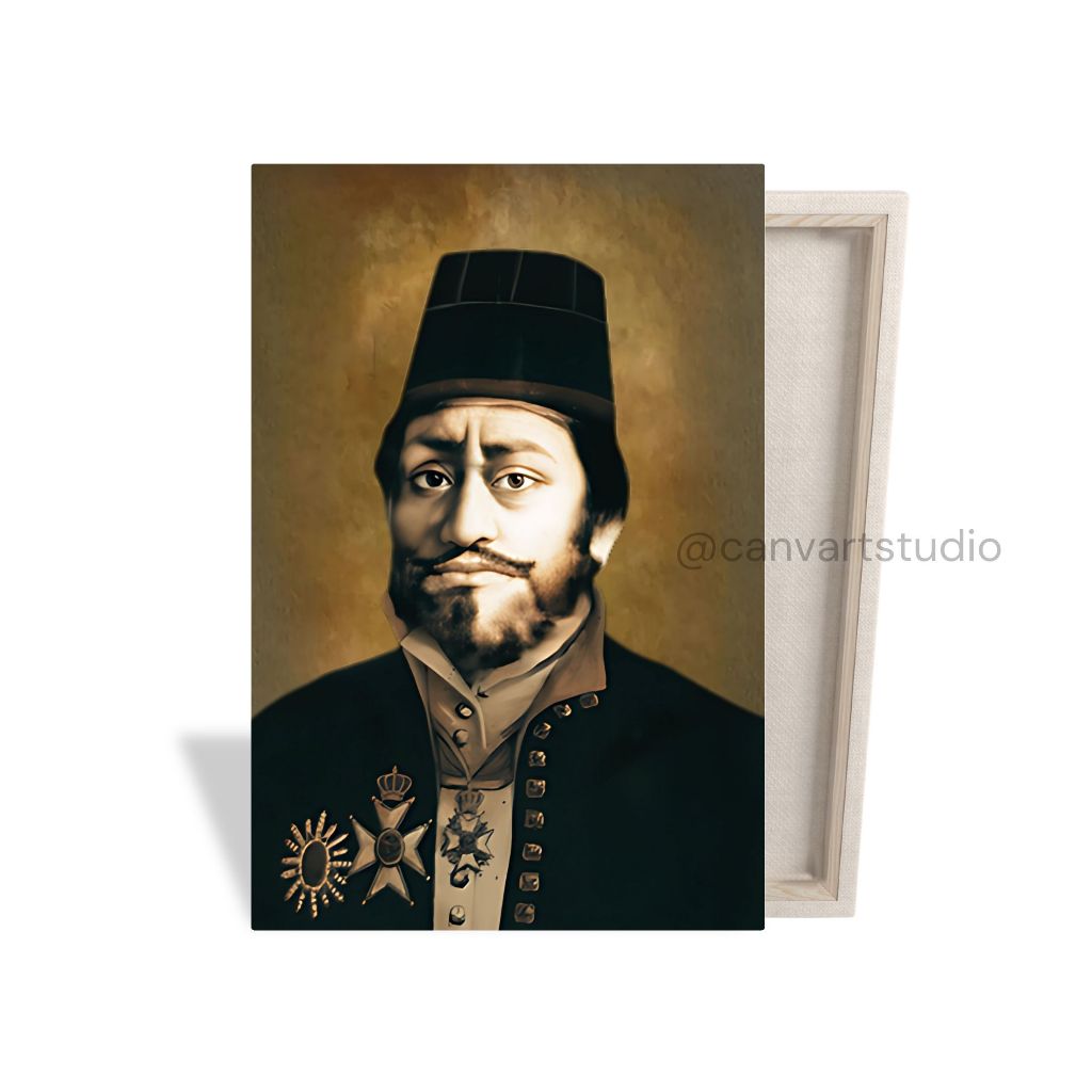 Lukisan Cetak Kanvas Pakubuwono III Bingkai Kayu Spanram