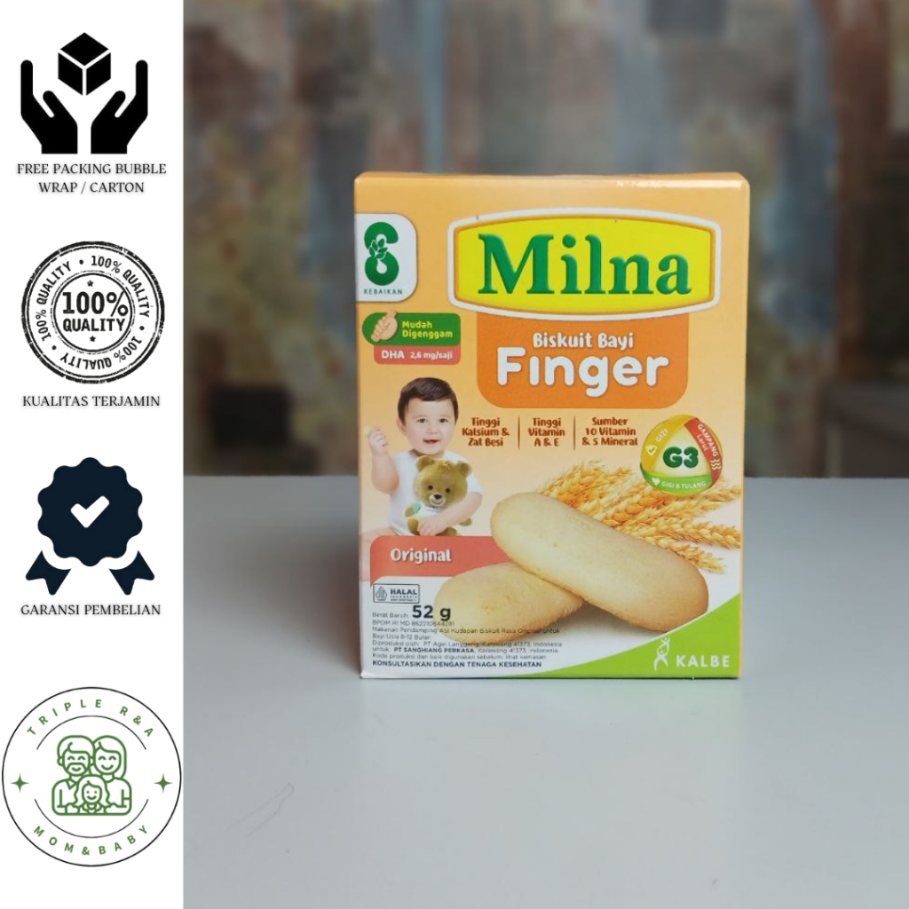 Milna Biscuit Bayi Finger 8 Bulan+ 52gr Original Cemilan Bayi Mudah digenggam