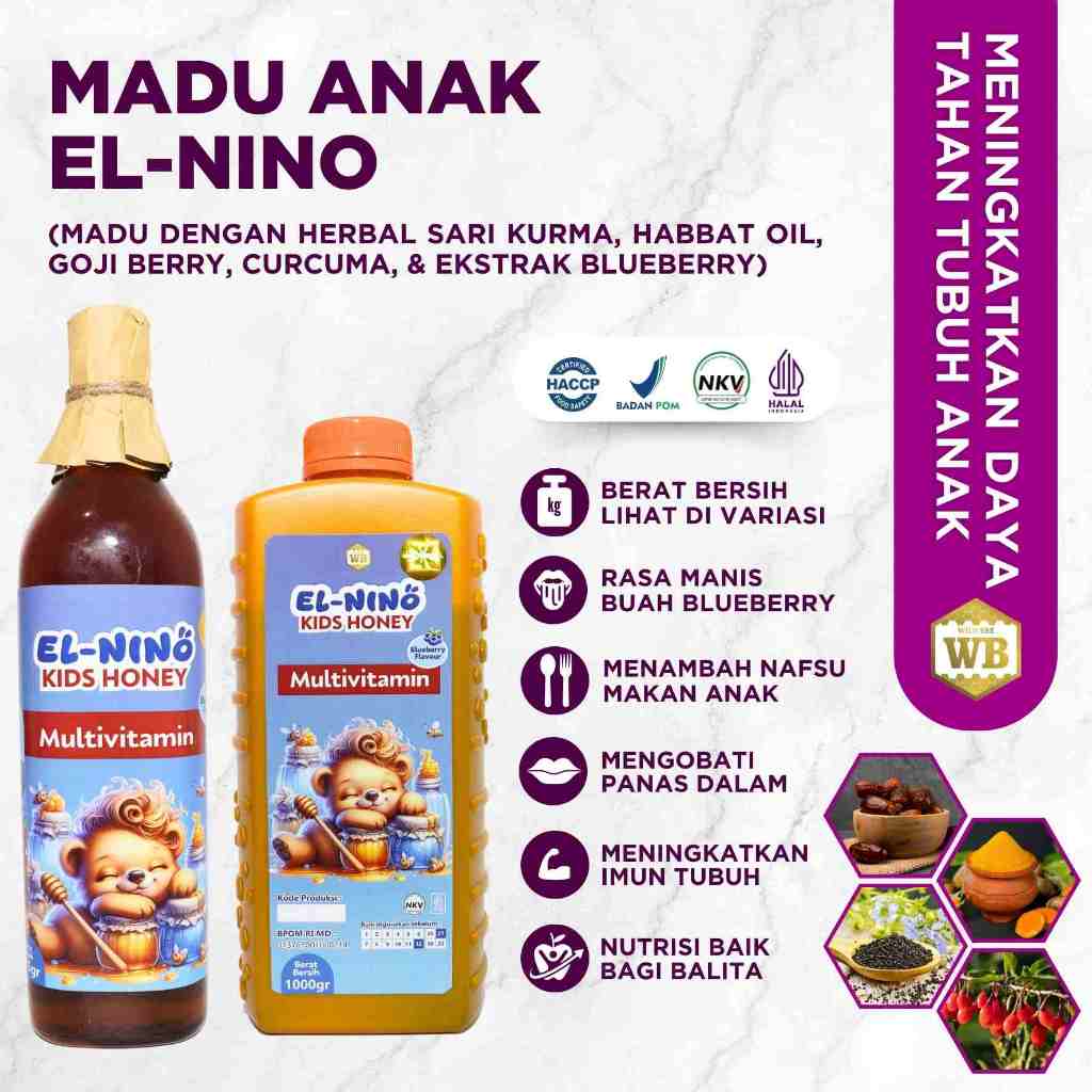 

WB Wild Bee - Madu Anak Multivitamin/Madu El Nino / Madu Herbal - Wild Bee - Beli 10 Gratis 1