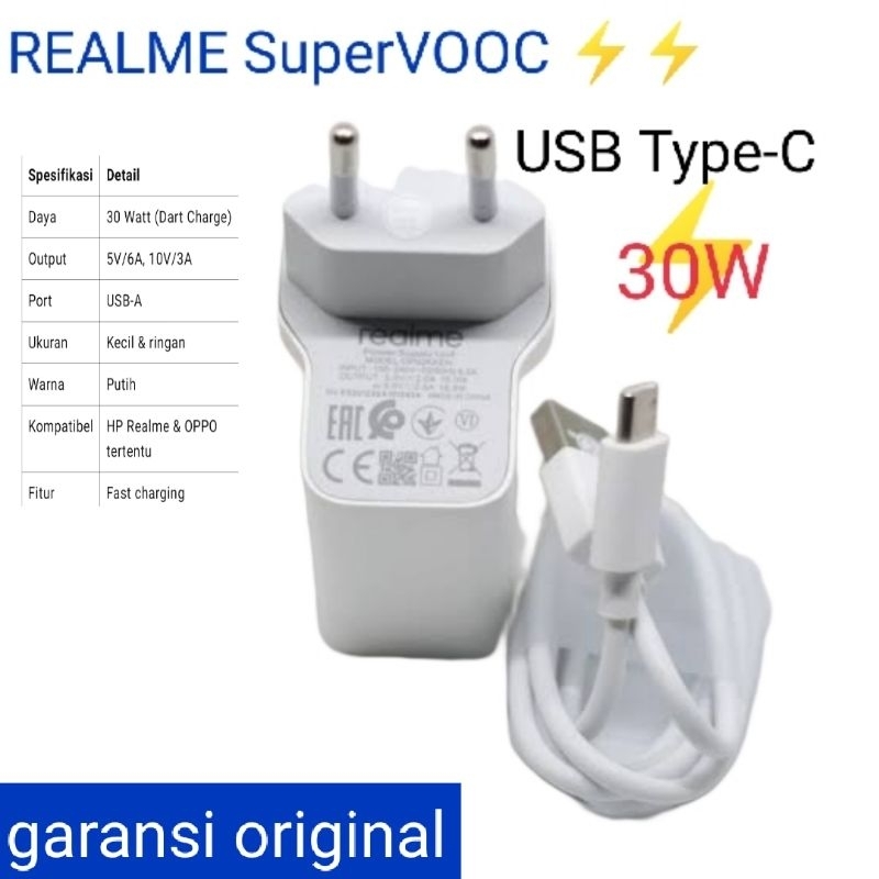 Charger Realme 30W Dart Charger - Cocok untuk Realme X3 & Realme 7 pro