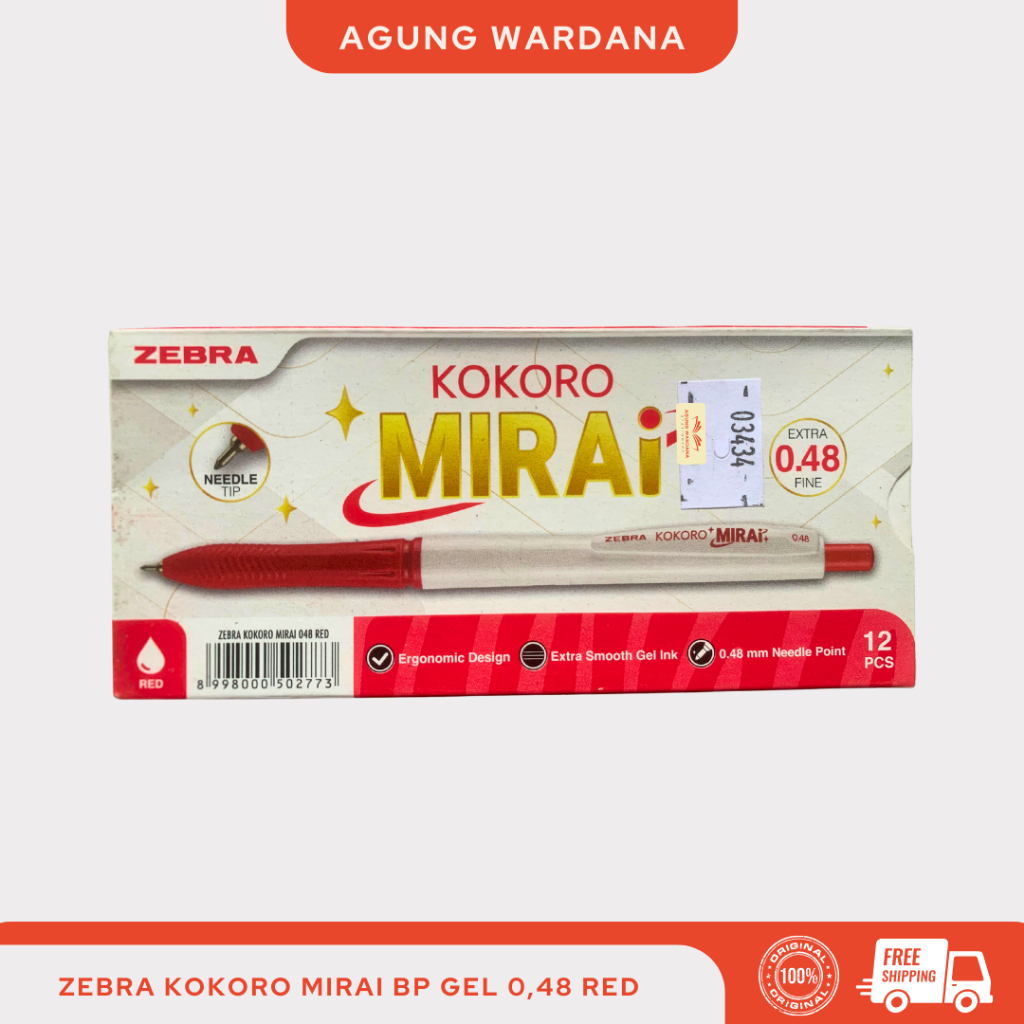 

BOLPOIN MERAH ZEBRA KOKORO MIRAI BP GEL 0,48MM 1 PACK