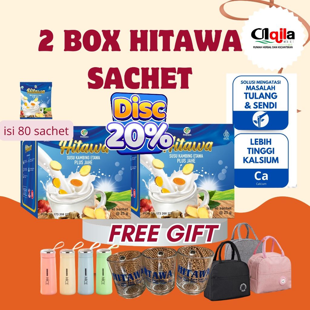 

HITAWA Sachet 2 Box isi 80 sachet Susu Etawa Jahe Baik untuk Nyeri Sendi Asam Urat Diskon 20%