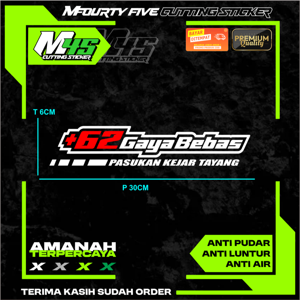 

62 GAYA BEBAS PASUKAN KEJAR TAYANG 2WARNA Cutting Sticker