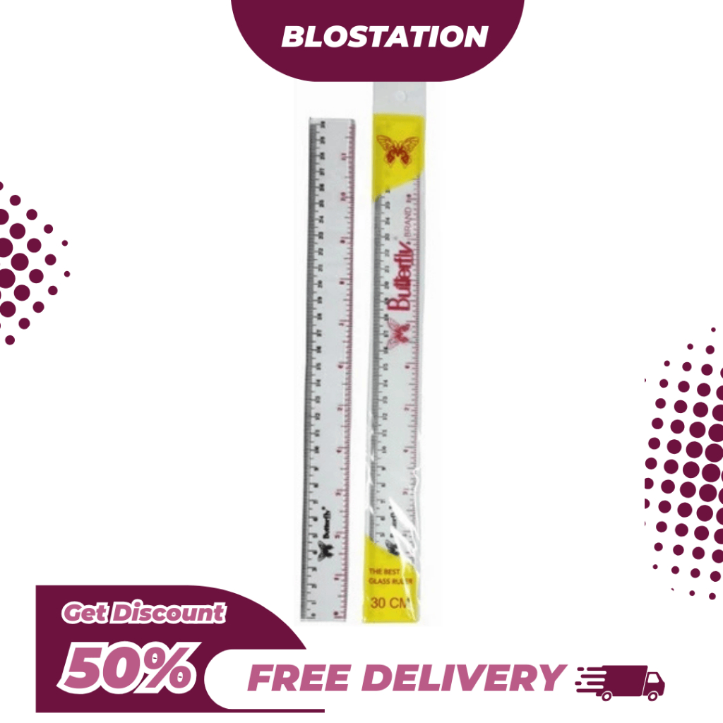 

BT.ID Butterfly Penggaris Plastik 30 Cm Penggaris BTF / Penggaris Panjang 30 cm