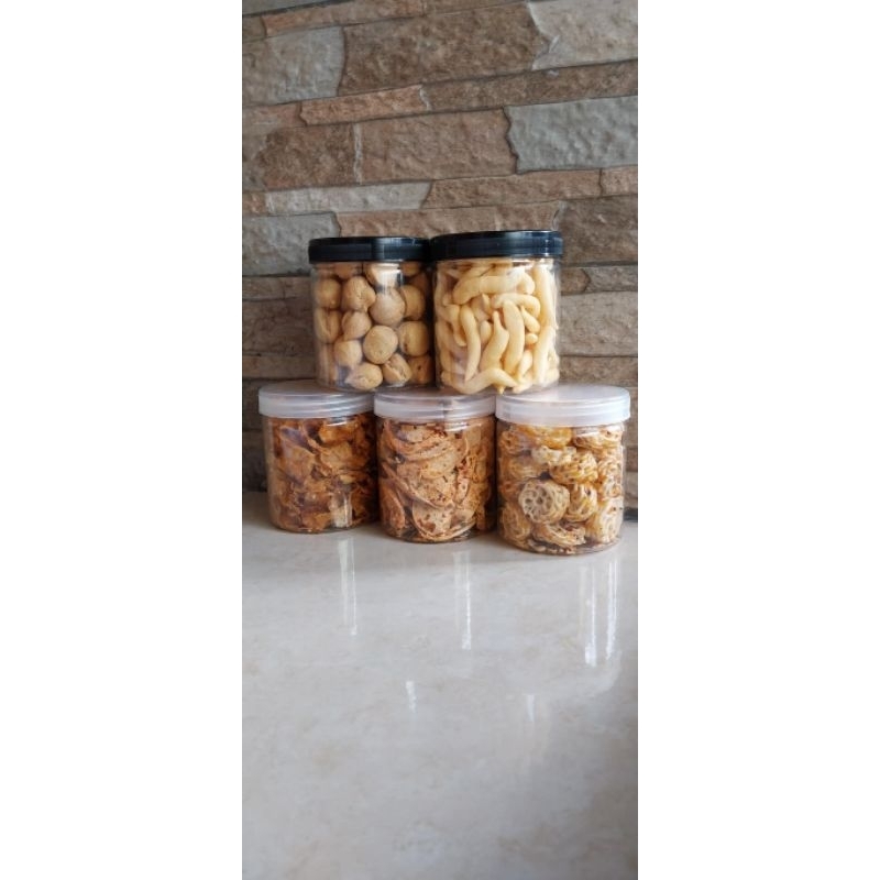 

cemilan snack 1 paket isi 5 toples makanan asik