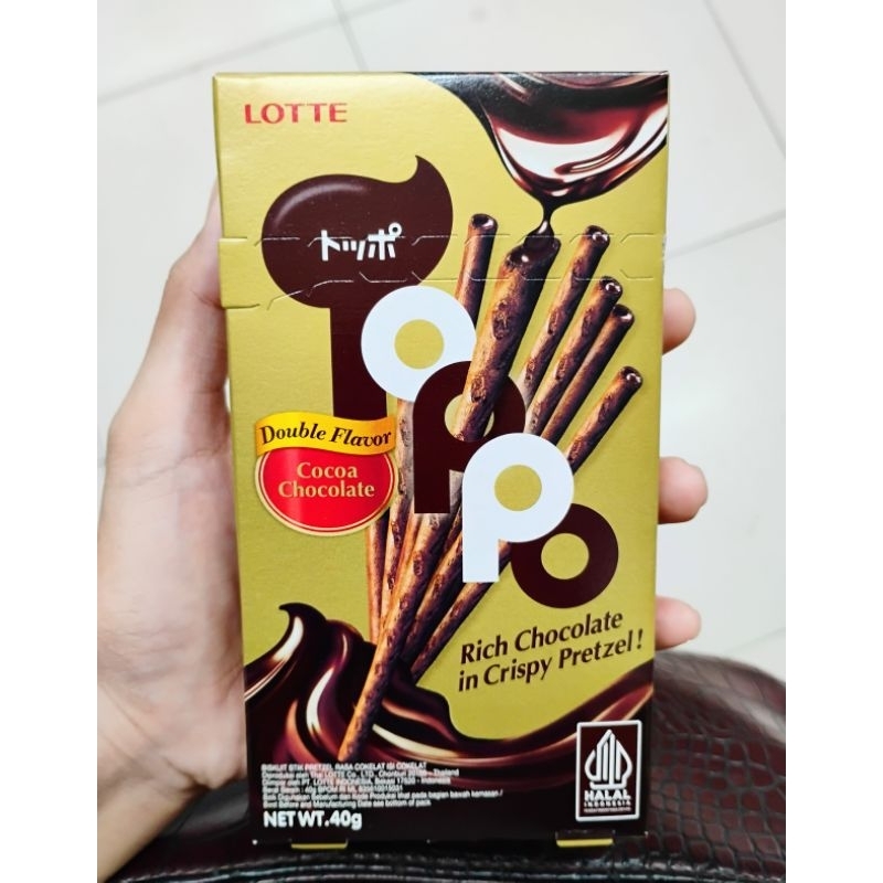 

Lotte Toppo Double Flavor Cocoa Chocolate/Vanilla Chocolate/Vanilla Strawberry 40Gr