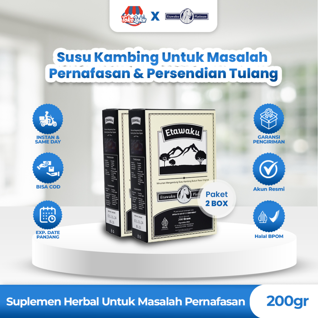 

Etawaku Platinum Paket 2 Box - Susu Kambing Etawa Murni + Krimer Bubuk yang Berkhasiat Tinggi dan Rendah Lemak serta Dapat Mengatasi Nyeri Persendian