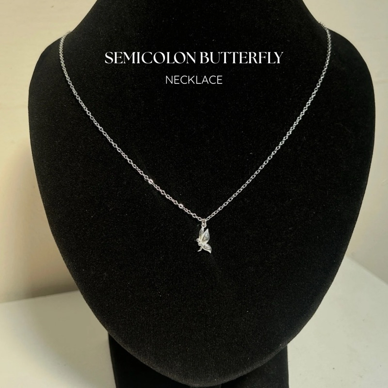 Butterfly Semicolon Necklace Kalung Titanium DAZZLENCO Aksesoris Perhiasan Wanita