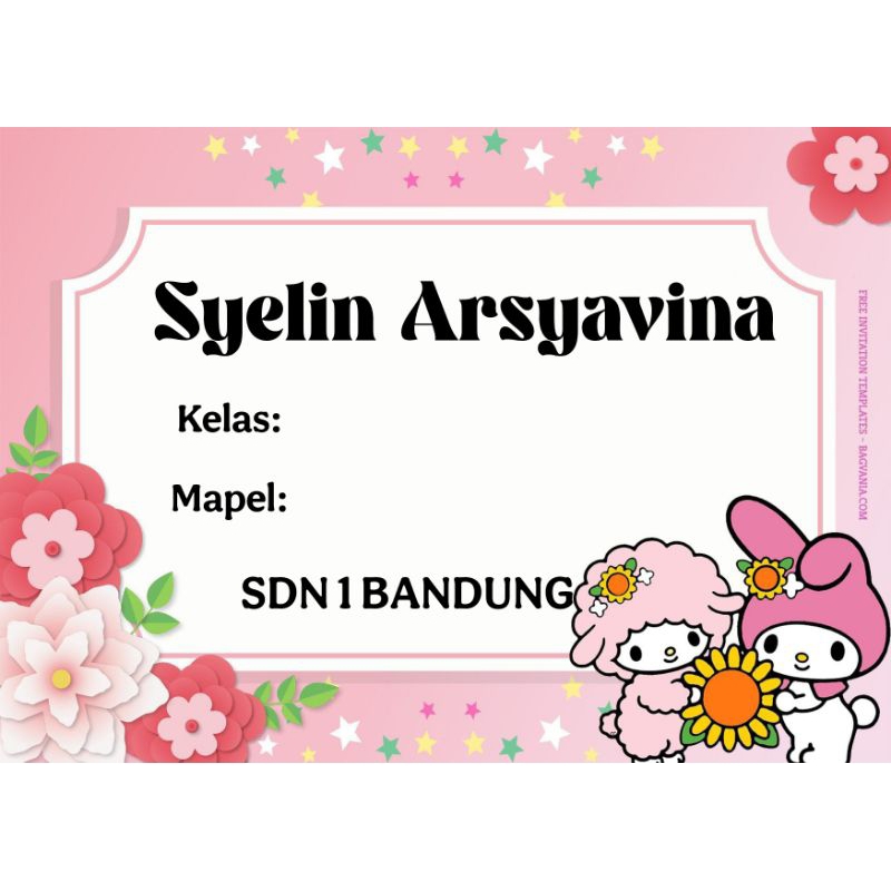

(ISI 50 PCS) SUDAH ADA LEM STICKER LABEL BUKU SEKOLAH CUSTOM NAMA & FOTO MOTIF MELODY