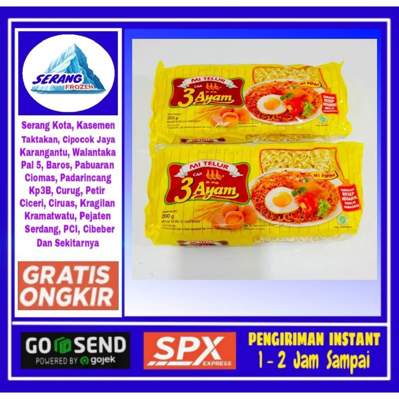 

Mie Telor Cap 3 Ayam 200gr, Serang Frozen