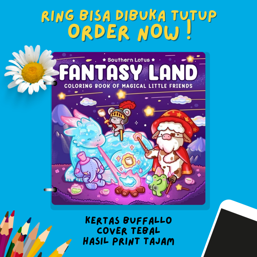 

UNOFFICIAL!! Buku Mewarnai - Fantasy Land Coloring Book untuk anak dan dewasa 50 halaman