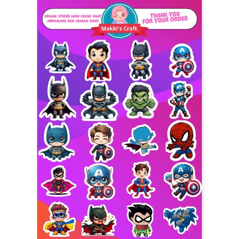 

Stiker Superhero Gemoy – Makki's Craft (Isi 20 pcs)