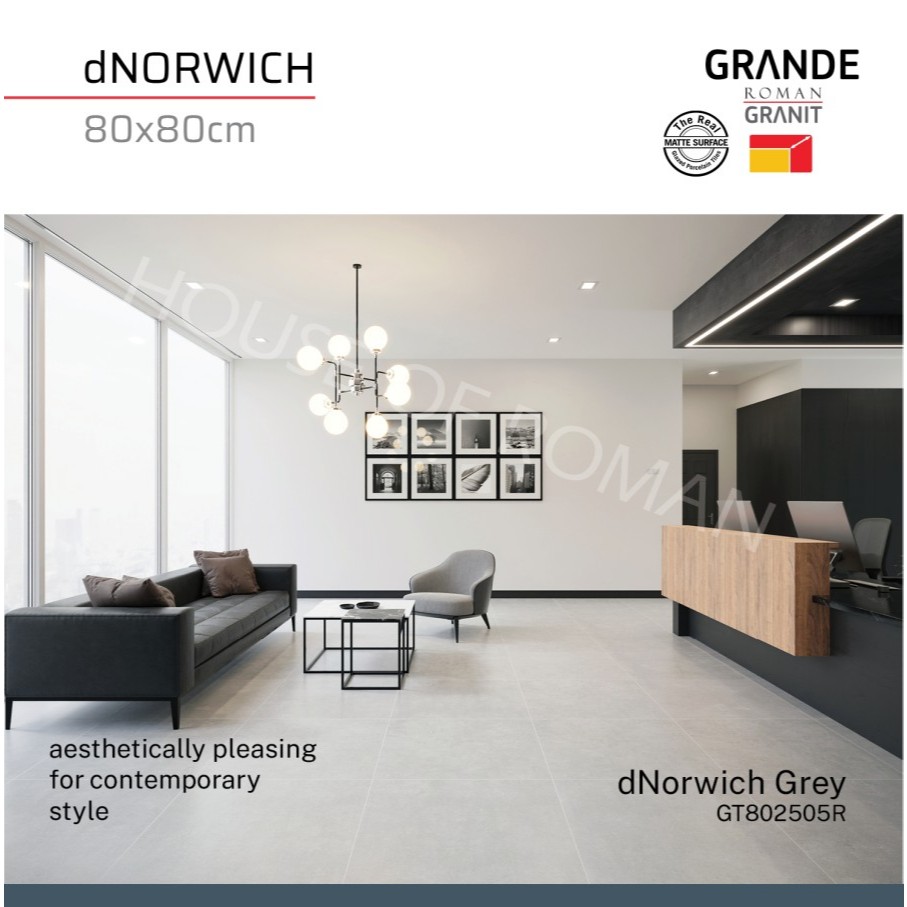 ROMAN GRANIT GRANDE MATTE dNorwich Grey 80x80 GT802505R ROMAN GRANIT