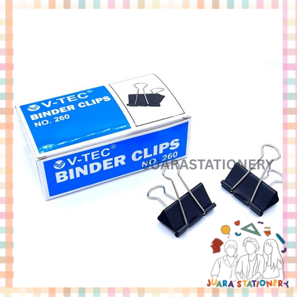 

(266) JUARASTATIONERY Binder Clip No.260 V-tec (Satuan) / Penjepit Kertas Binder Klip Paper Clip