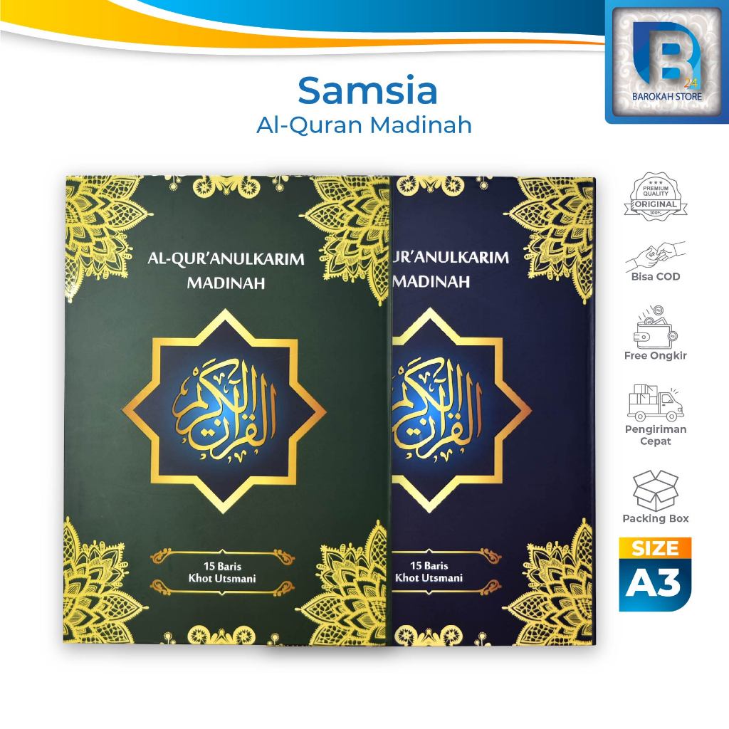 ORIGINAL - Al Quran Samsia Madinah A3 Jumbo Khot Utsmani, Mushaf Quran, Al Quran 30 Juz Besar