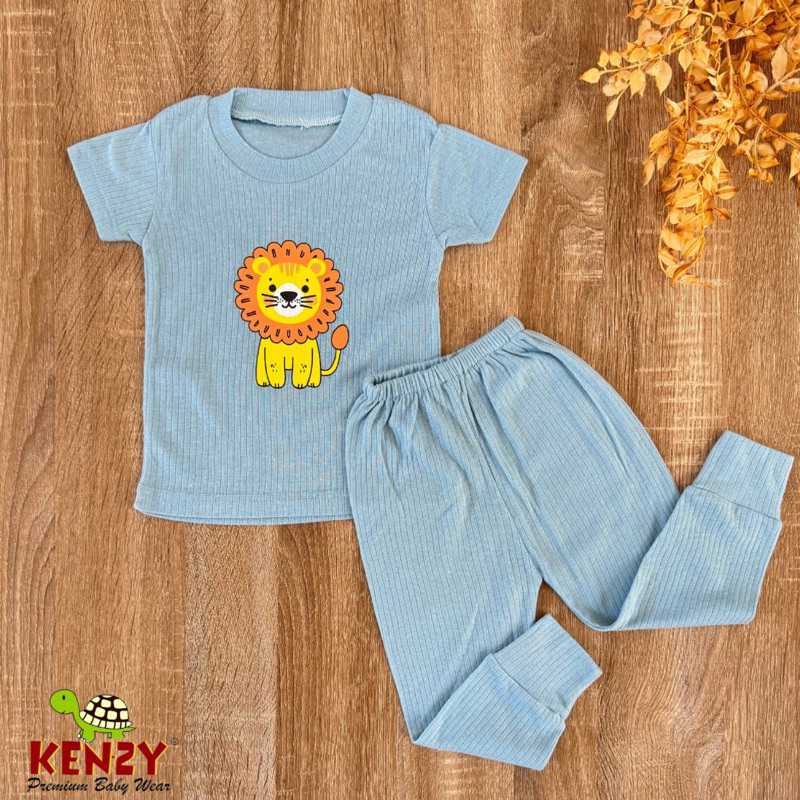 Setelan Oblong RIB Kombinasi Salur "Big Print"  | Laki-Lki & Perempuan | Premium Baby Wear | Kenzy B