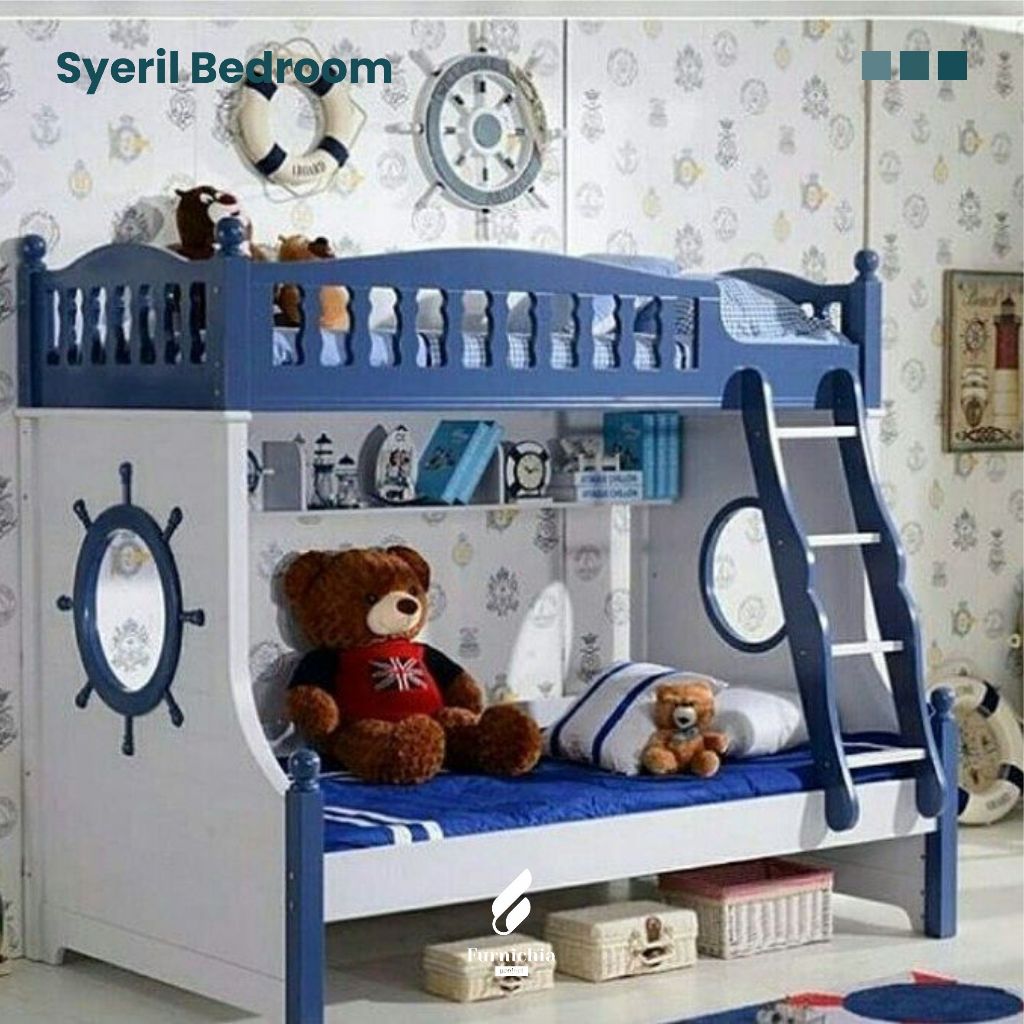 Tempat tidur anak tingkat, Ranjang tingkat 2, Kamar tidur tingkat, Kasur tingkat cat duco,