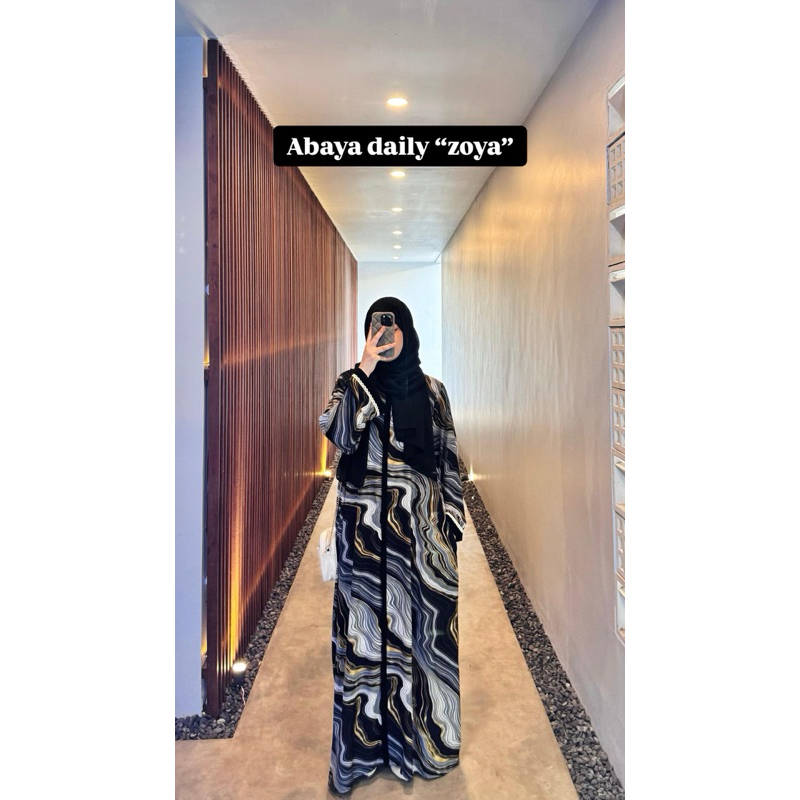 Abaya daily rayon motif by aghnea.id
