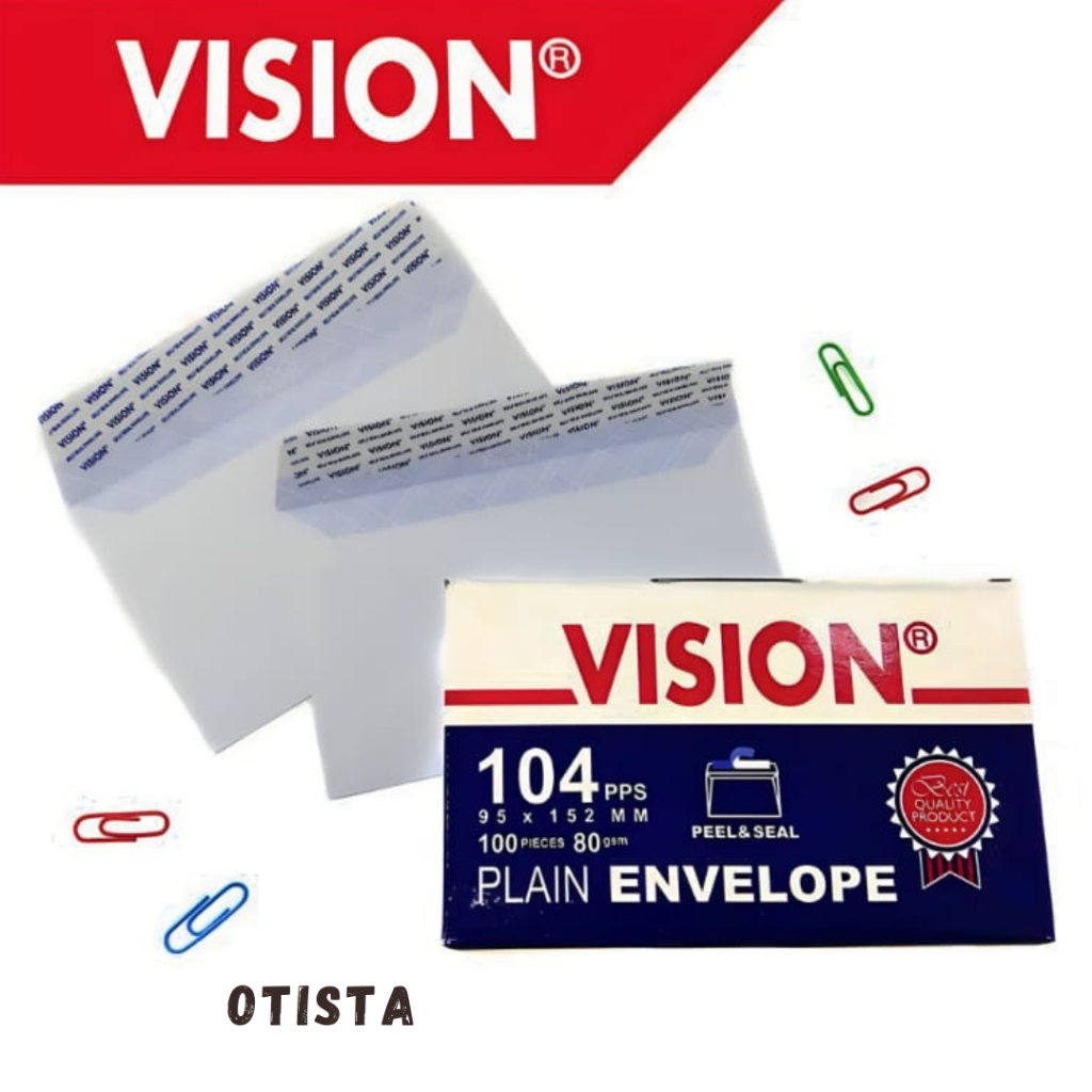

PLAIN ENVELOPE/ AMPLOP PUTIH PEREKAT MEREK VISION VISIT/104 PPS/90 PPS