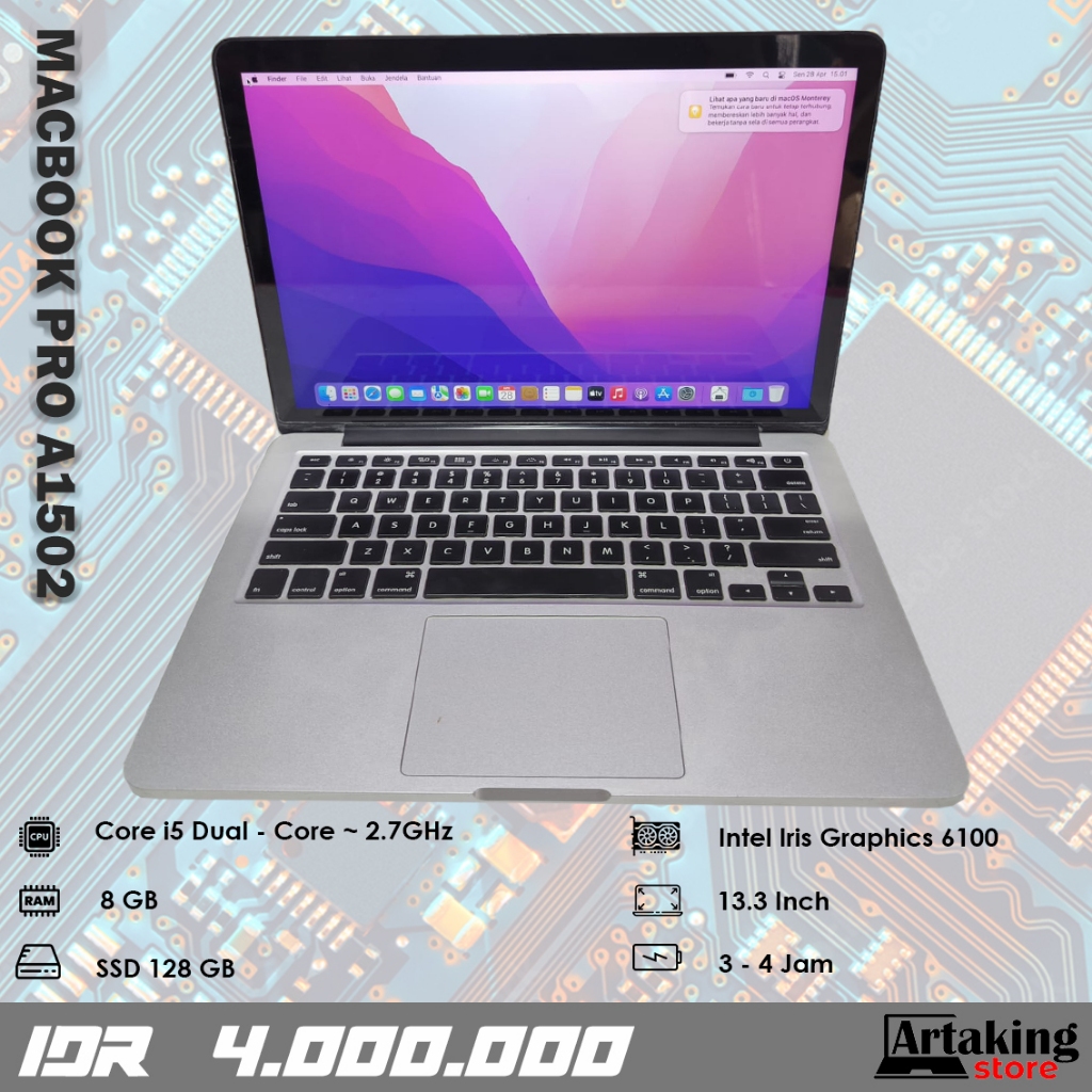 Macbook Pro A1502 (2015) - Core i5 - Ram 8 GB - Sudah SSD