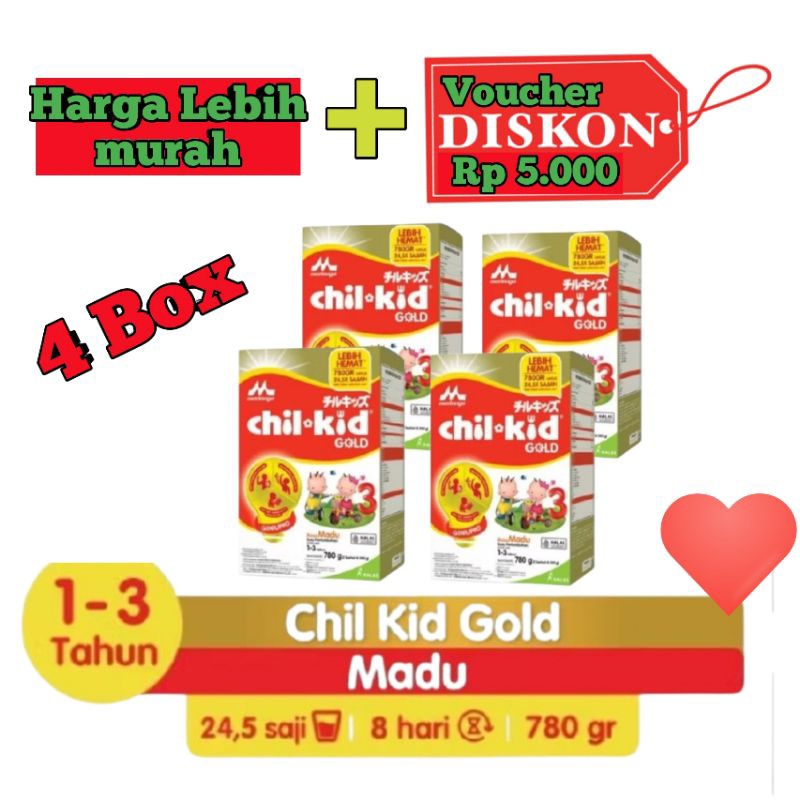 

paket 4 box Morinaga Chil kid Geniupro Madu 780gr