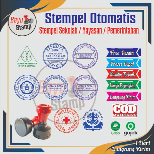 

Stempel Otomatis Sekolahan / Pemerintahan/Yayasan Desain Costum