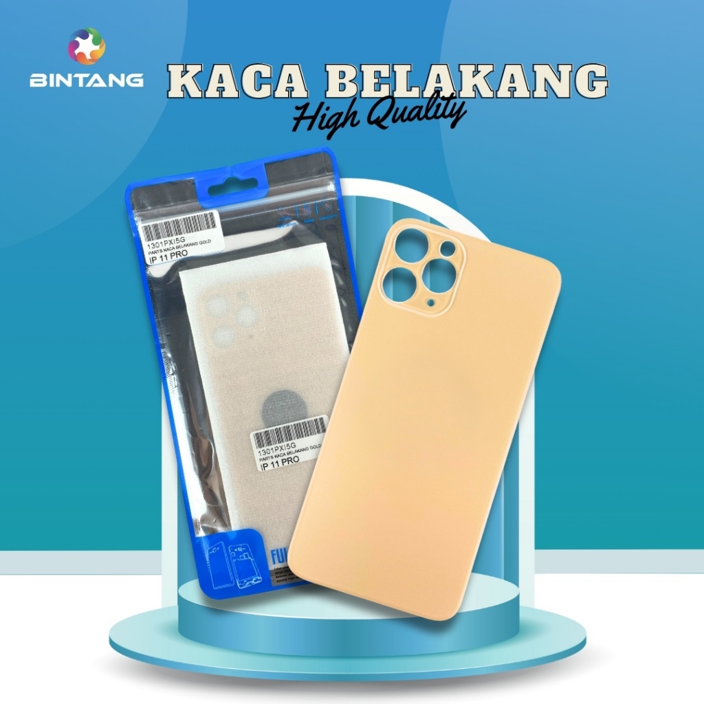 BACK COVER/BACK DOOR/BACK GLASS/BACK HOUSING/PENUTUP BELAKANG GOLD IPHONE 11 PRO