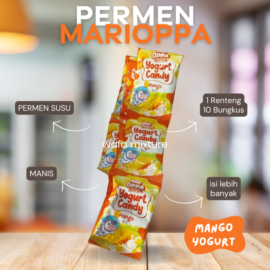 

PERMEN MARIOPPA RASA MANGO YOGURT 1 renteng 10sachet / PERMEN SUSU / MILKY CANDY