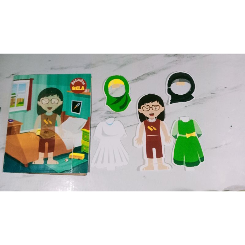 edisi BELA mainan mini bepe bepean quiet book boneka kertas bongkar pasang