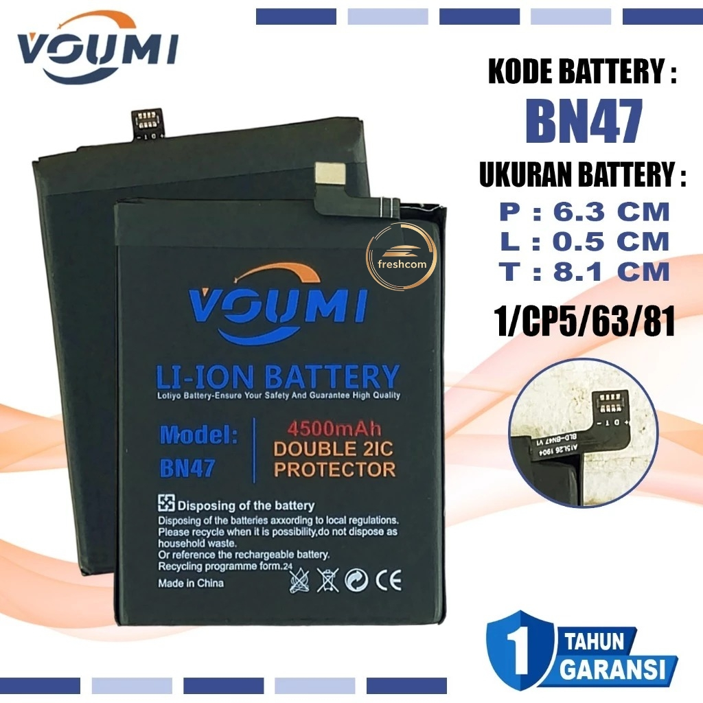 Baterai Original VOUMI Xiaomi Redmi 6 Pro MI A2 Lite BN-47 BN47 BN 47