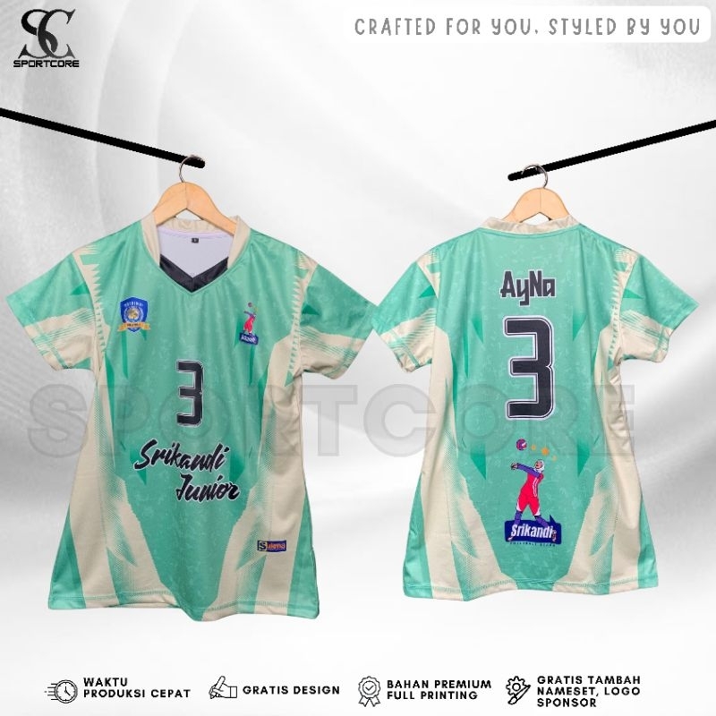 Jersey Voli Cewek Fullprinting Custom Nama Nomer