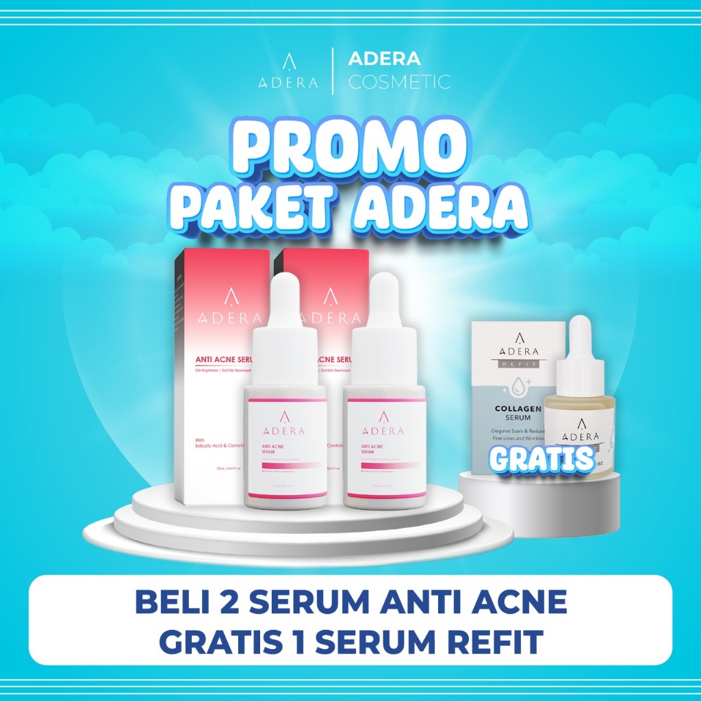 Paket Adera Serum Wajah Menghilangkan Jerawat, Bekas Jerawat, Bruntusan, Anti Acne, Sudah Halal BPOM