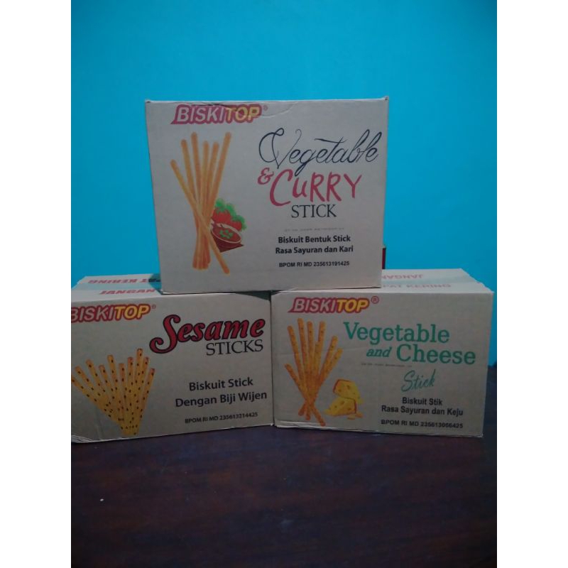

Biskitop-Vegetable Cheese Vegetabel Curry Sesame Stick (1 Dus) isi 40 pcs