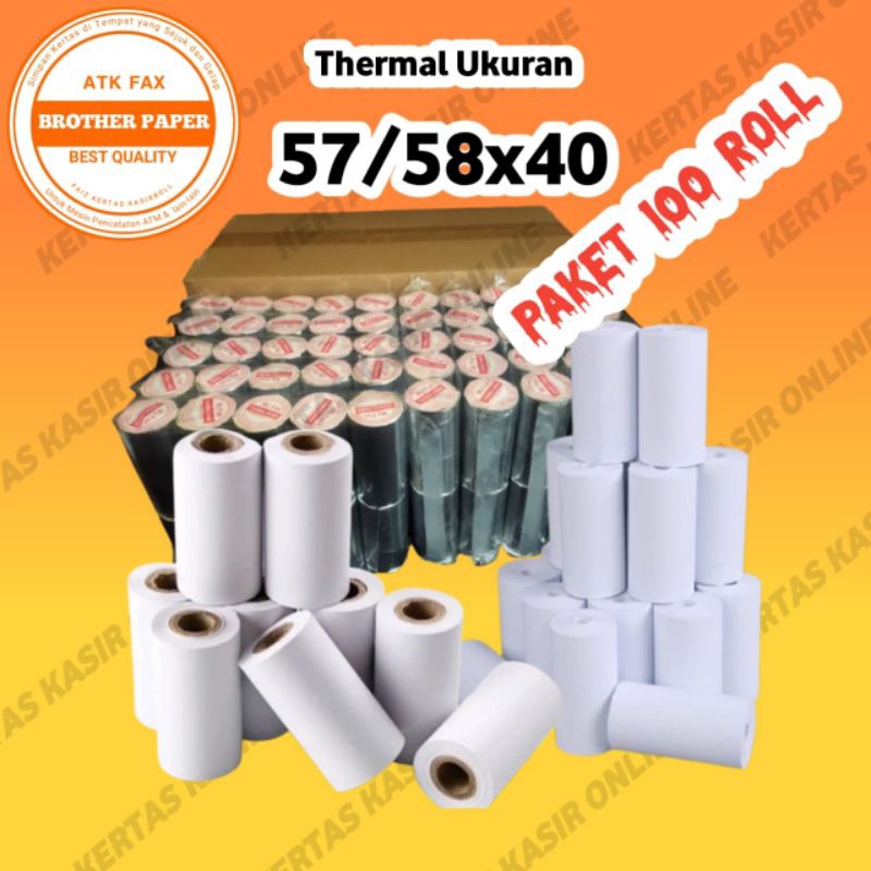 

Kertas thermal murah EDC 57/58x40 paket 10 roll