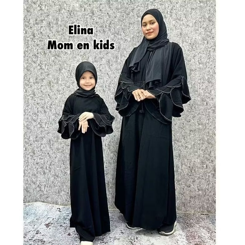 Abaya couple ibu dan anak abaya Elina gamis abaya hitam terbaru