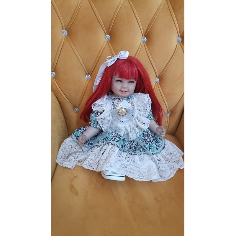 baju boneka dress biru batik