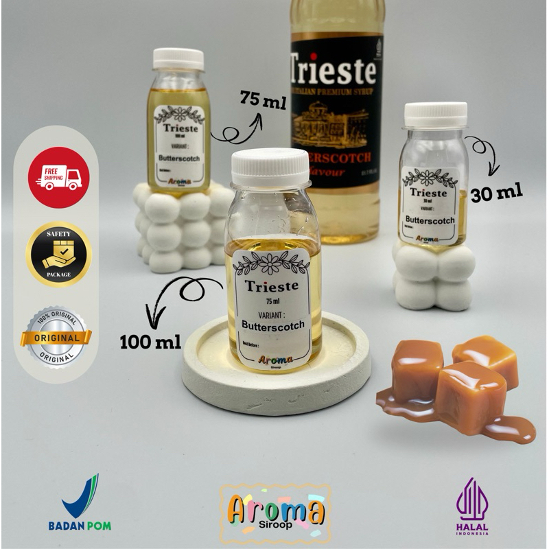 

Trieste Syrup - REPACK sirup Trieste Butterscotch (100 ml - 75 ml - 30ml) Asli 100% Original