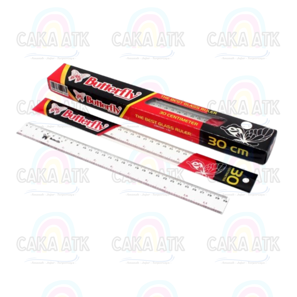 

(1 Pack) Butterfly Penggaris Plastik 30 CM / Mistar 30 CM Bening / Glass Ruler Butterfly