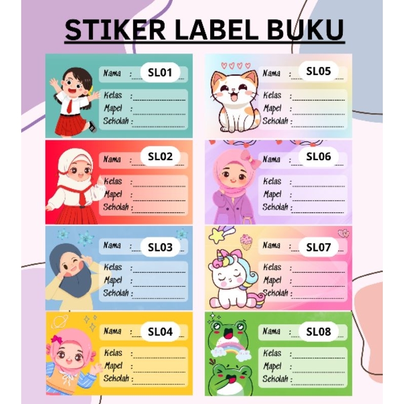 

Stiker Label Buku Karakter Lucu 1 Pack Isi 15pcs