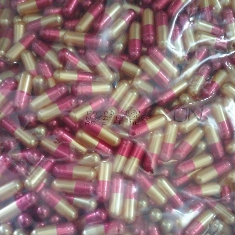 Cangkang kapsul kosongan merah gold metalik isi1000