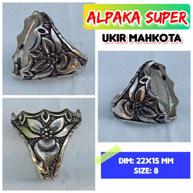 cincin emban batu akik alpaka super ukir mahkota.27