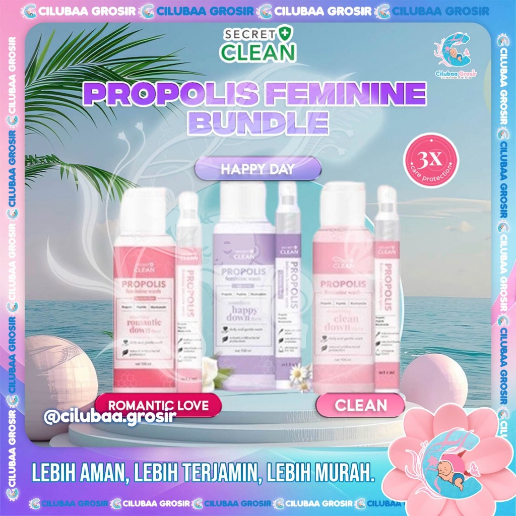 SECRET CLEAN Paket Bundling Series || Propolis Feminine Care || Clean || Romantic Love || Happy Day 