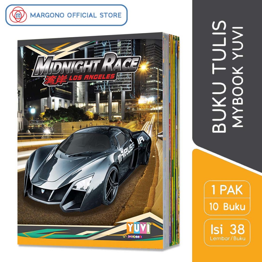 

My Book Yuvi Buku Tulis Midnight Race Mobil Balap 38 Lembar - 10 Buku