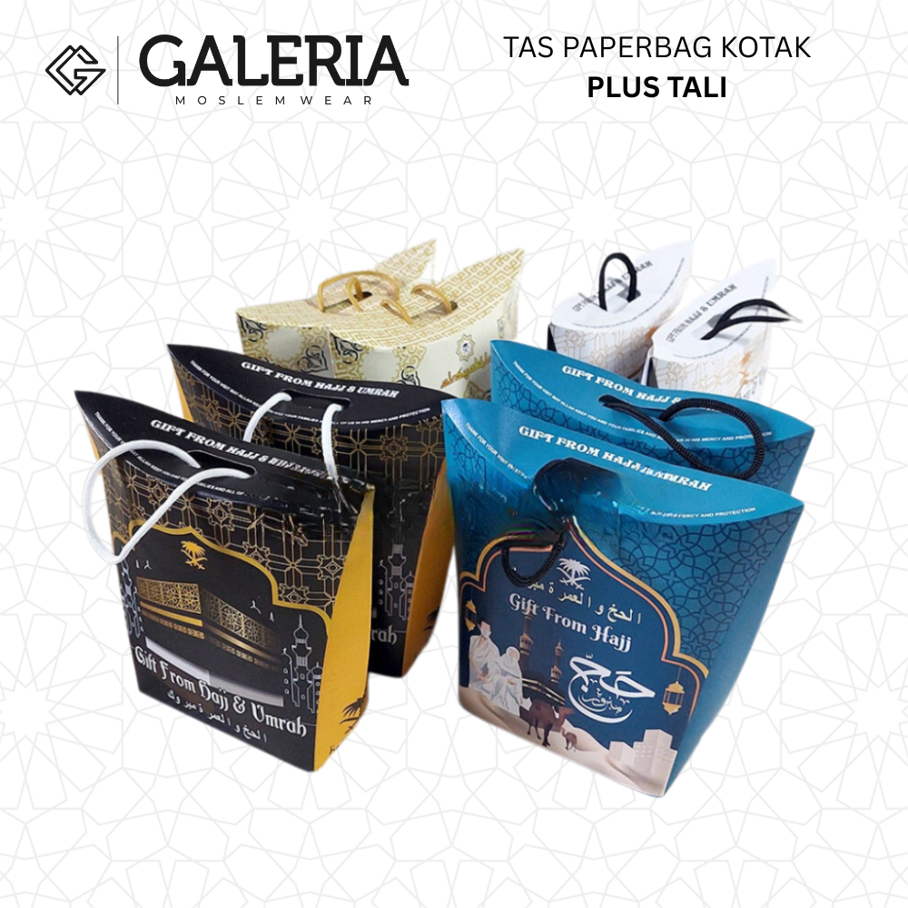 

(20PCS) Tas Paperbag Oleh Oleh Haji dan Umroh Tas Jinjing Dus Kotak Plus Tali - Galeria Moslem Wear