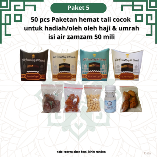 

paketan hemat almond tali 50 pcs untuk oleh oleh haji dan umroh (isi air zamzam 50 ml)