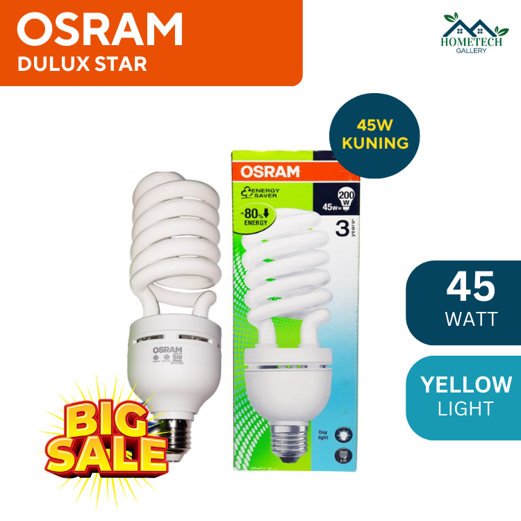 [DISKON CUCI GUDANG] Osram Dulux Star Lampu 45 Watt Warna Kuning, Lampu Twister Ukuran Besar